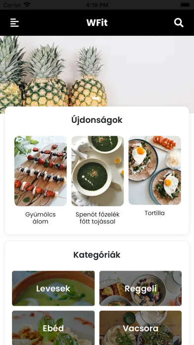 WFit Egészséges, Diétás Ételek स्क्रीनशॉट