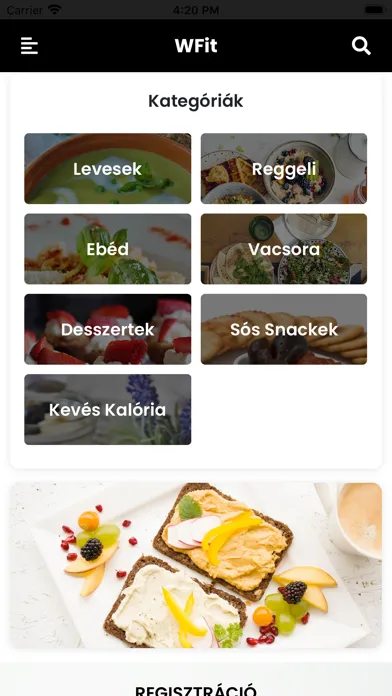 WFit Egészséges, Diétás Ételek स्क्रीनशॉट