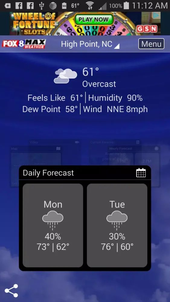ภาพหน้าจอของ Fox8 Max Weather