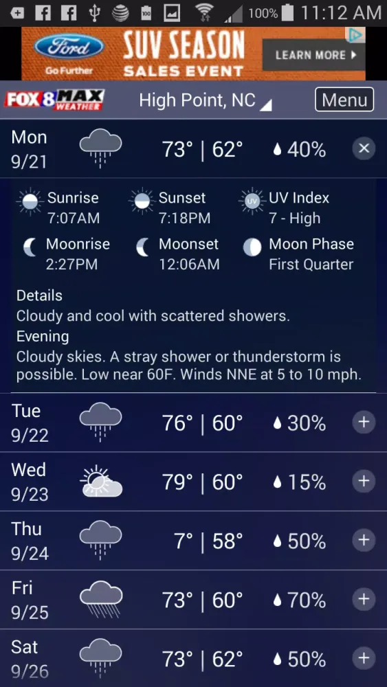 ภาพหน้าจอของ Fox8 Max Weather