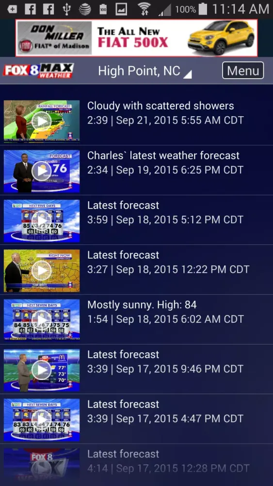 ภาพหน้าจอของ Fox8 Max Weather