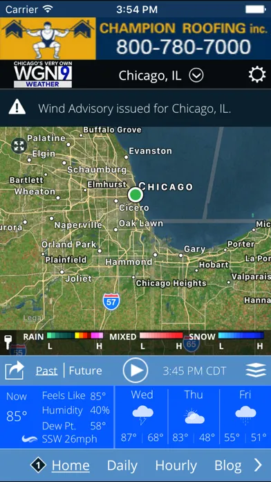 Captures d'écran de WGN-TV Chicago Weather