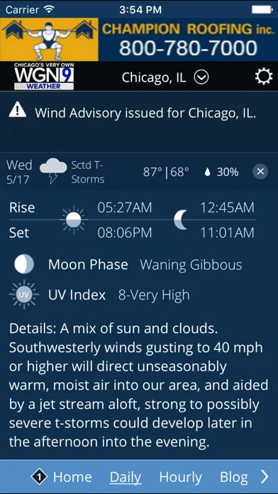 Captures d'écran de WGN-TV Chicago Weather