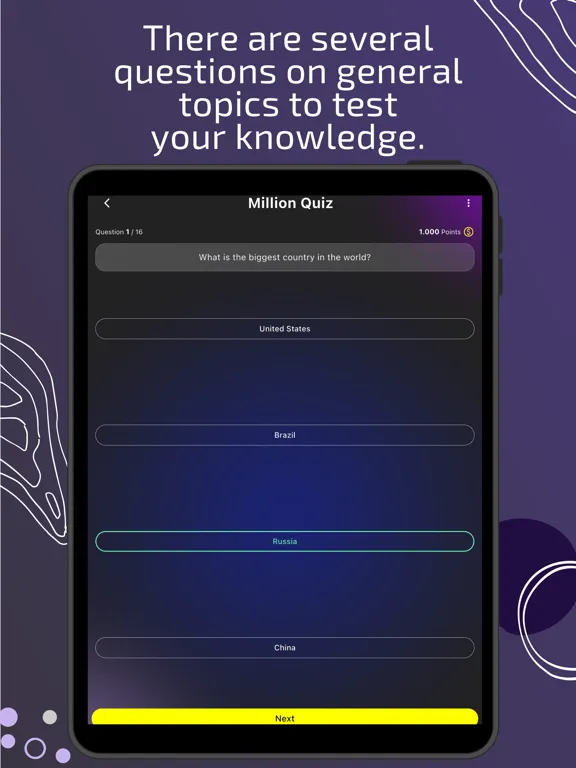 Million Quiz General Questions iPad 應用截圖