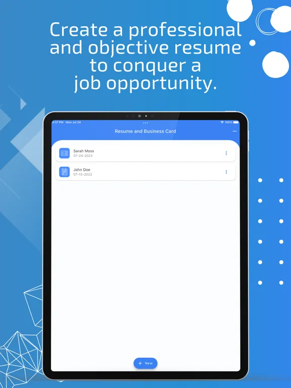 Resume and Business Card iPad  Screenshots