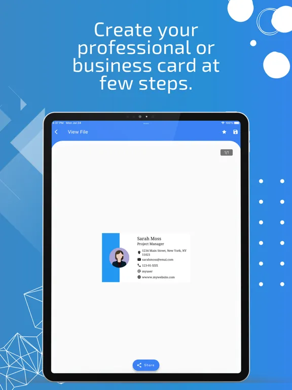 Resume and Business Card iPad  Screenshots