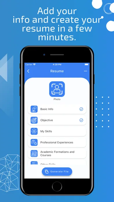 Resume and Business Card Screenshots