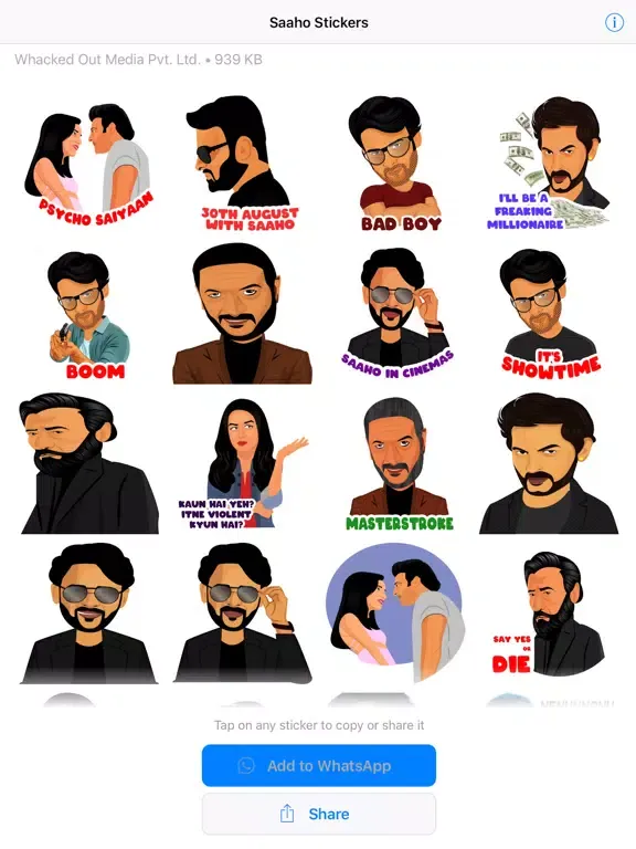 Saaho Stickers iPad  Ekran Görüntüleri