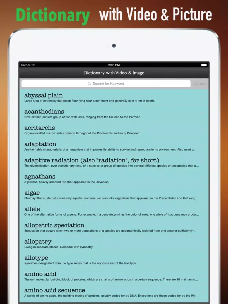 Ảnh chụp màn hình của Paleontology Glossary: Cheatsheet with Study Guide iPad 