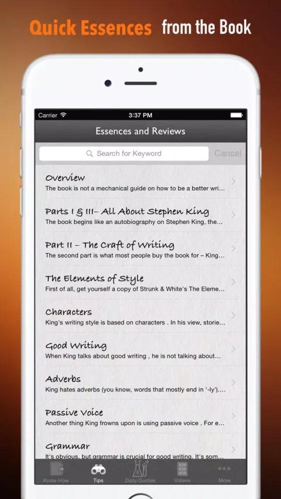Captures d'écran de Practical Guide for On Writing:Key Insights