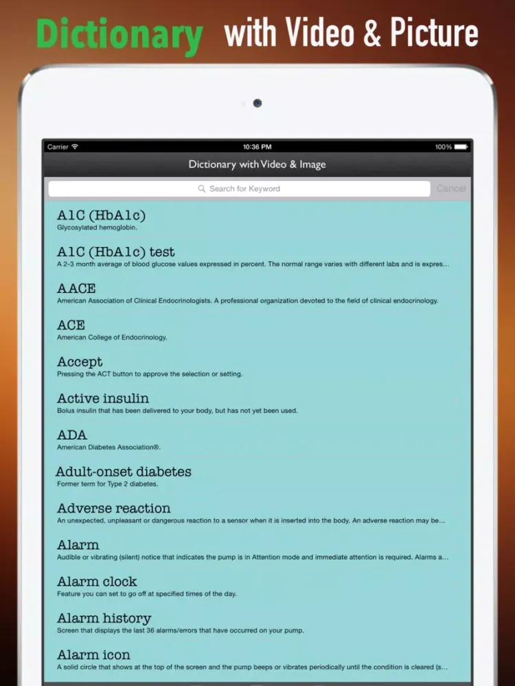 Diabetes Glossary and Cheatsheet:Study Guide iPad  Screenshots