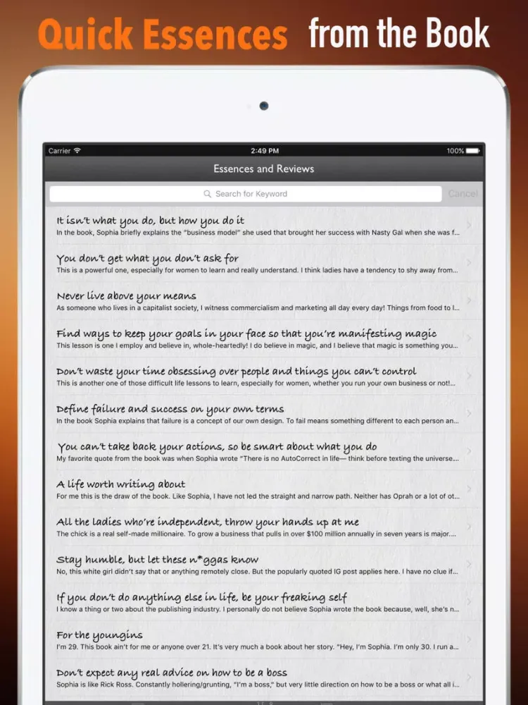 Capturas de pantalla de Quick Wisdom from GIRLBOSS:Key Insights iPad 