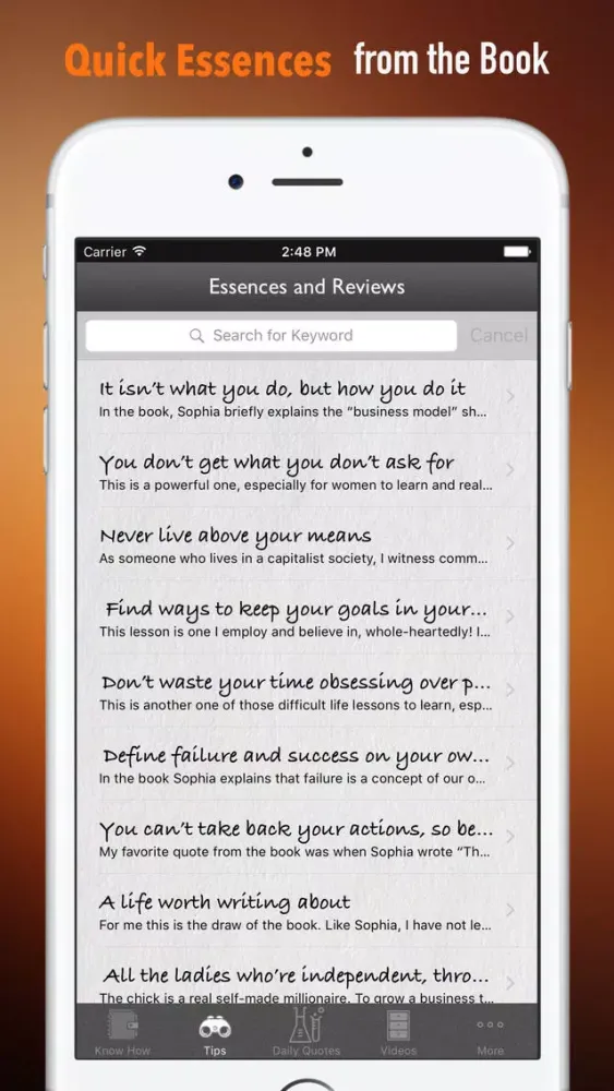 Capturas de pantalla de Quick Wisdom from GIRLBOSS:Key Insights
