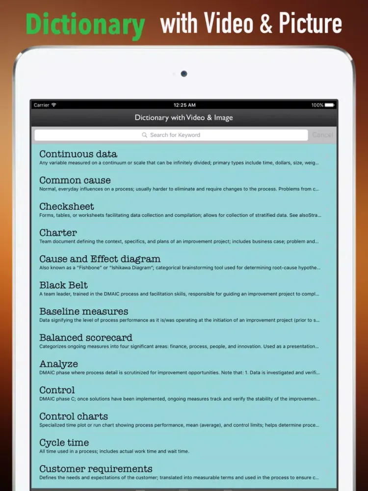Ảnh chụp màn hình của Six Sigma Guidance|Glossary and Free Video Lessons iPad 