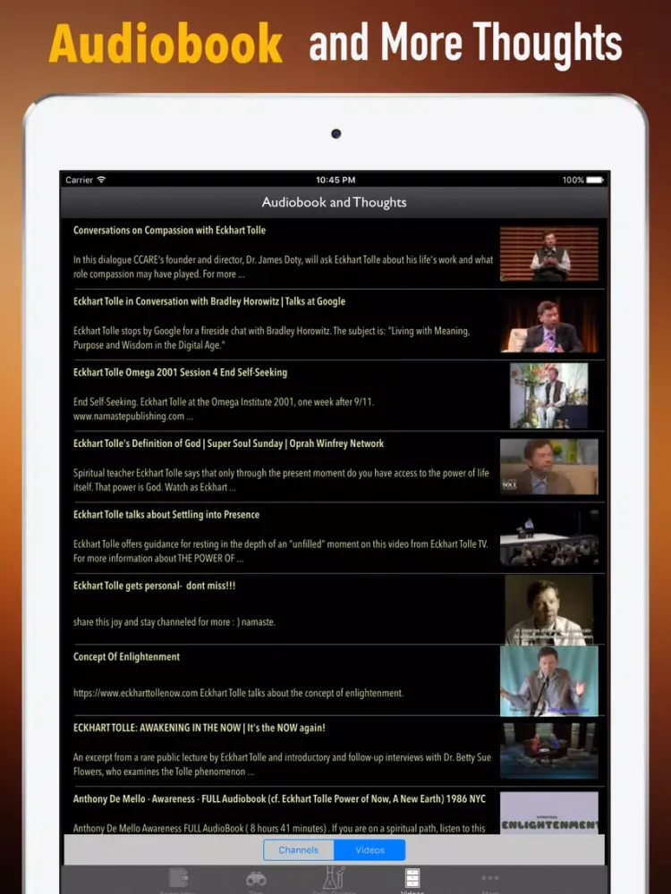 Tangkapan layar Practical Guide For A New Earth iPad 