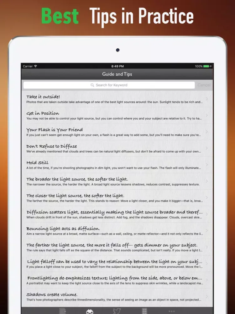 Capturas de tela do Photography Lighting for Beginners-Guide and Tips iPad 