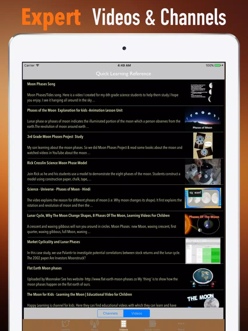 Moon Phases Study Guide-Tutorial and Hot News iPad  Screenshots