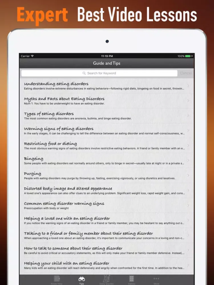 Zrzuty ekranu Eating Disorders Tips-Intuitive Eating and Guide iPad 