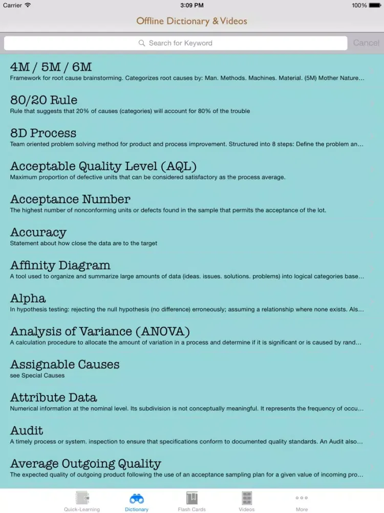 6 Sigma Guidance: Six Sigma Cheat Sheets with Glossary and Free Video Lessons iPad  Ekran Görüntüleri