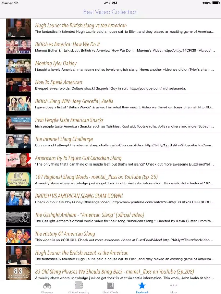Capturas de tela do American Slang and Videos: Dictionary with Flashcard and Free video Lessons iPad 