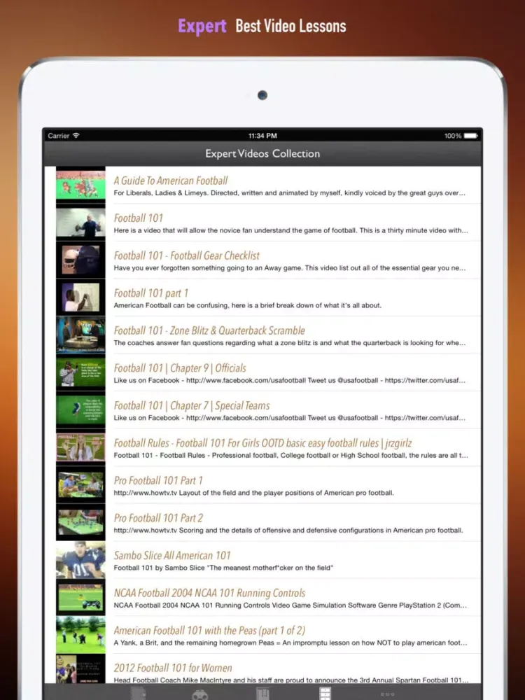 American Football 101: Quick Learning Reference with Video Lessons and Glossary iPad 应用截图