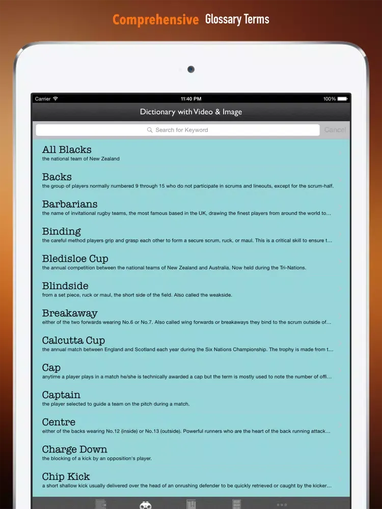 Rugby 101: Quick Learning Reference with Video Lessons and Glossary iPad  Screenshots