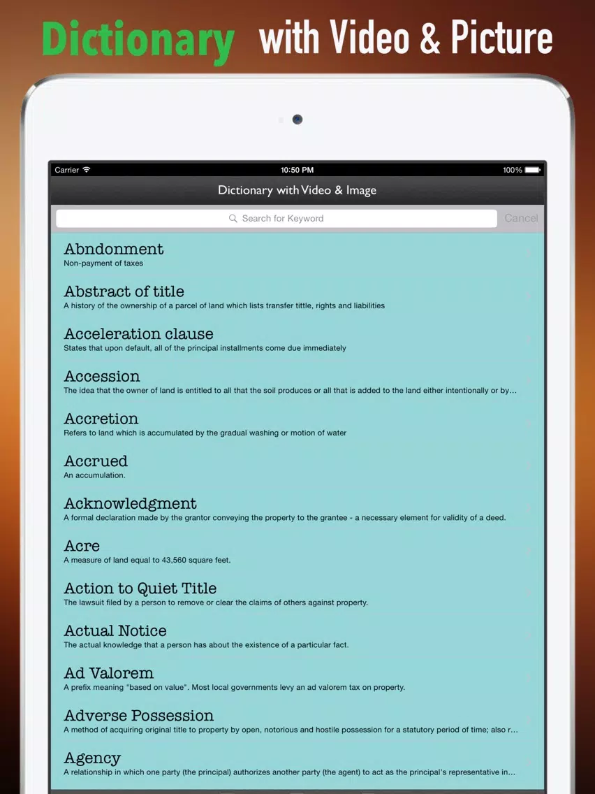 Real Estate Exam Study Guide: Test Prep Courses with Glossary Flashcards iPad  Screenshots