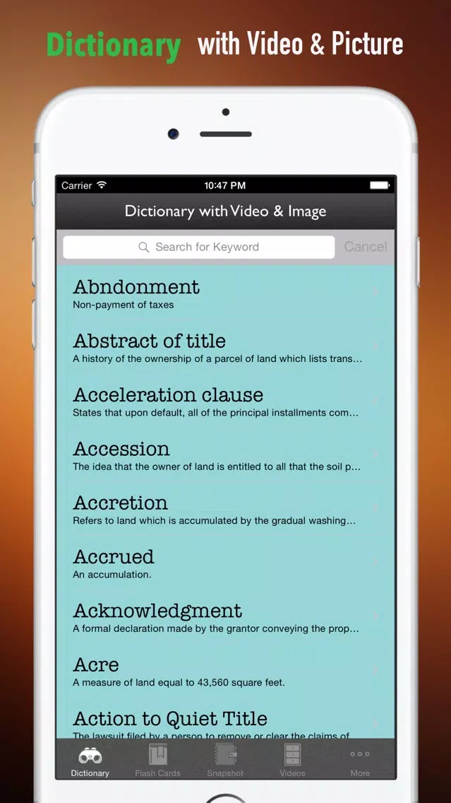 Real Estate Exam Study Guide: Test Prep Courses with Glossary Flashcards Screenshots