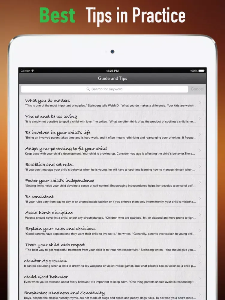Capturas de pantalla de Parenting 101: Tips and Tutorial iPad 