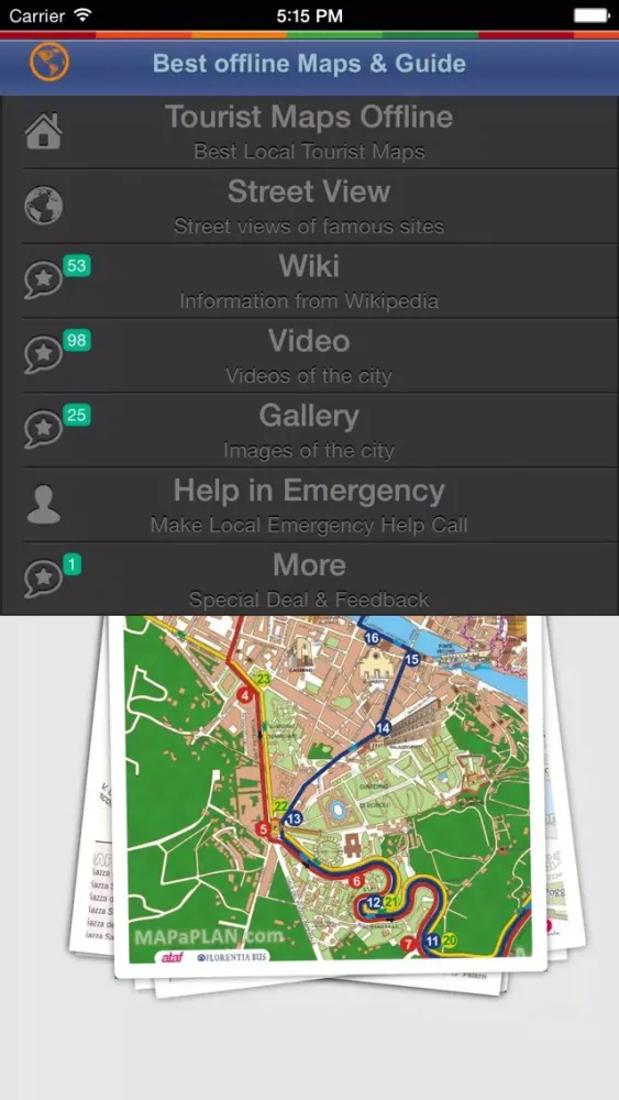 Capturas de tela do Florence Tour Guide: Best Offline Maps with Street View and Emergency Help Info