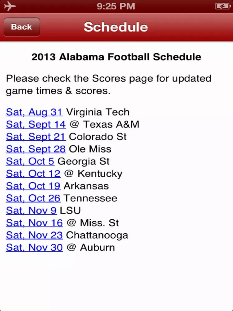 Alabama Football - Crimson Tide News, Schedule, Scores, and Trivia iPad  스크린샷