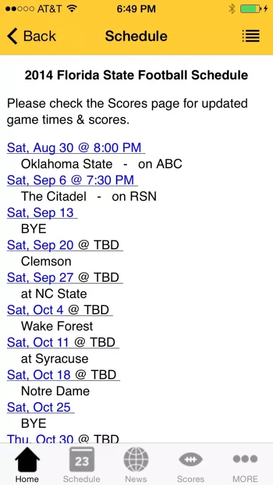 Capturas de pantalla de College Sports - Florida State (FSU) Football Edition