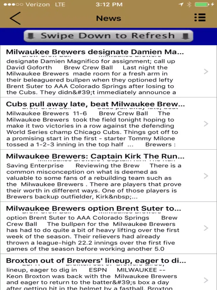 Milwaukee Baseball - a Brewers News App iPad  Screenshots