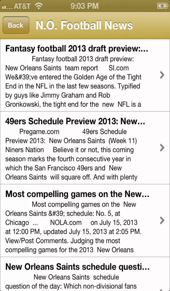 Capturas de tela do New Orleans Football - a Saints News App