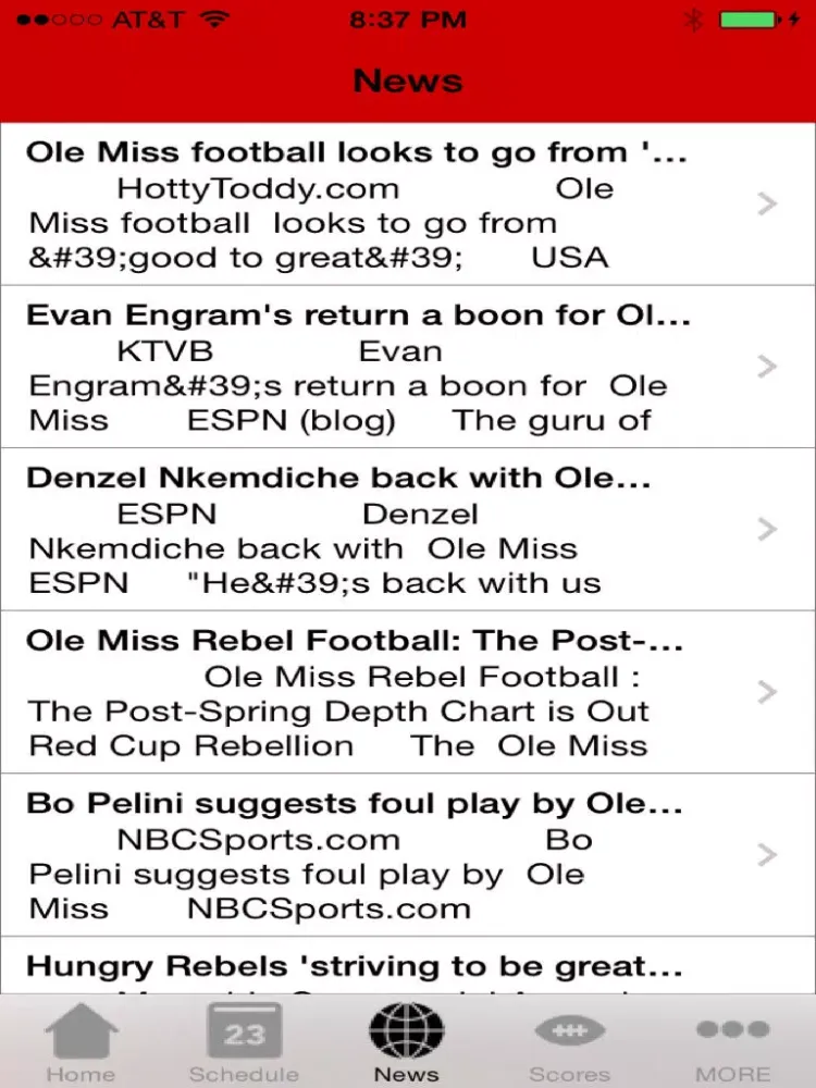 Tangkapan layar College Sports - Ole Miss Football Edition iPad 