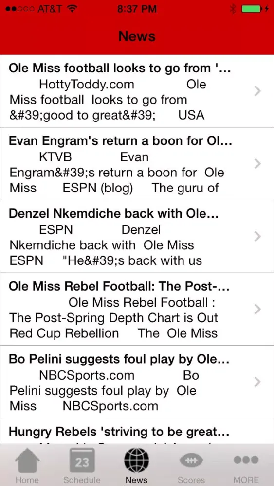 Tangkapan layar College Sports - Ole Miss Football Edition