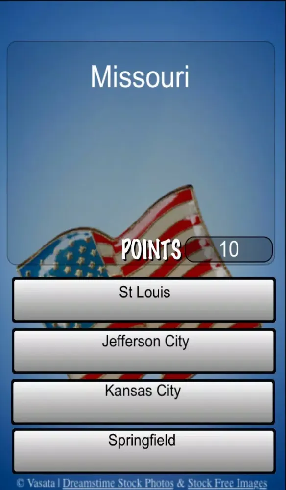 Ảnh chụp màn hình của US State Capitals Quiz