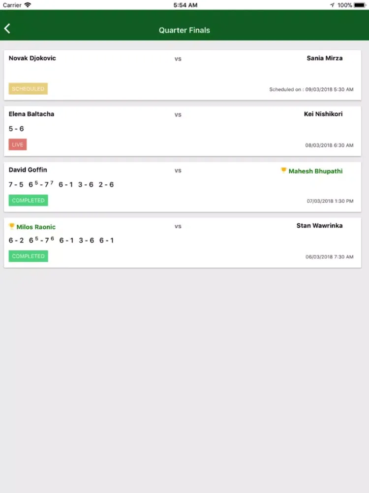 Tangkapan layar Tournament Manager iPad 