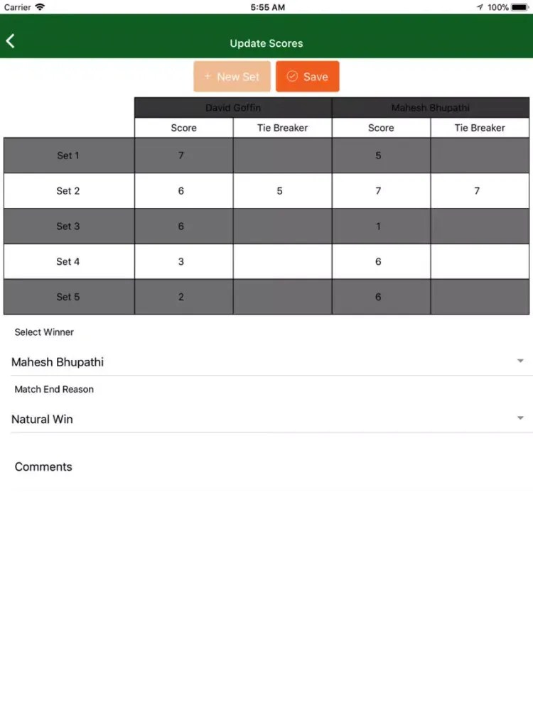 Tangkapan layar Tournament Manager iPad 