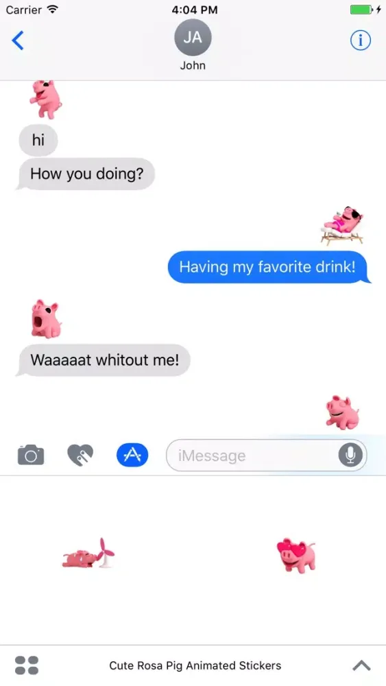 Ảnh chụp màn hình của Cute Rosa Pig Animated Stickers