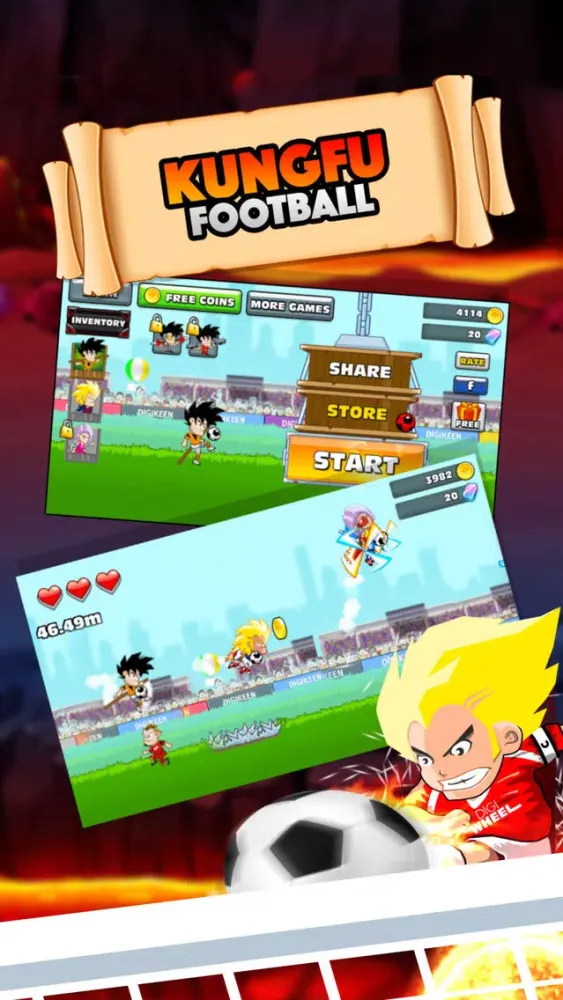 Dragon Football : KungFu Street Soccer سکرین شاٹس