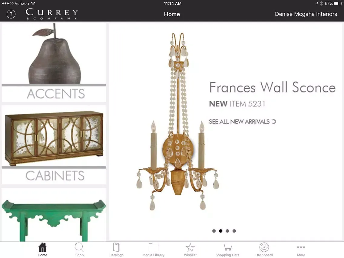 Capturas de tela do Currey & Company iPad 