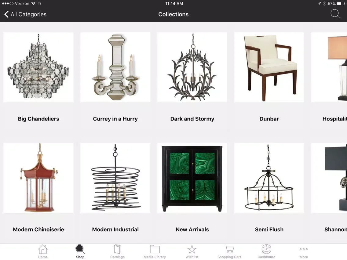 Capturas de tela do Currey & Company iPad 
