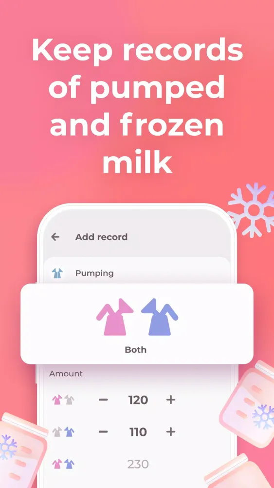 Breastfeeding tracker Pump log Screenshots