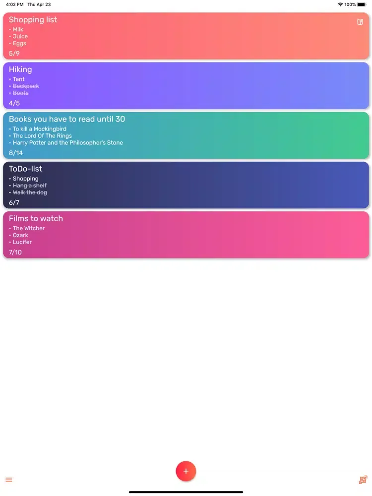 Sharry quick & easy todo list iPad  Screenshots