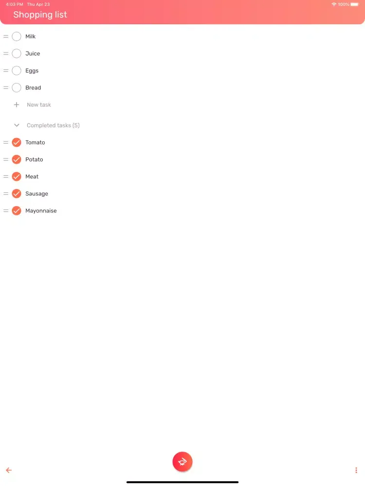 Sharry quick & easy todo list iPad  Screenshots