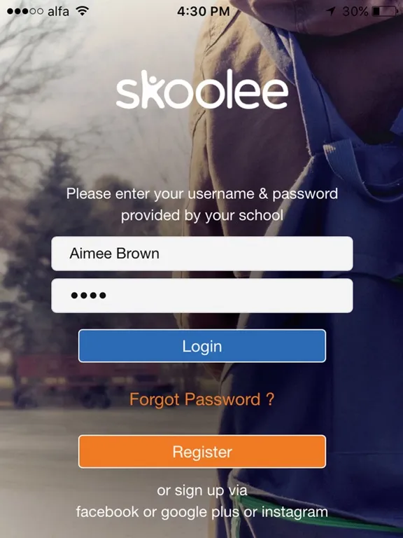 Tangkapan layar Skoolee iPad 