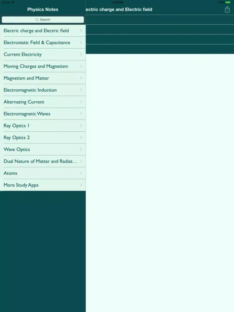 Tangkapan layar Physics Notes 2 iPad 