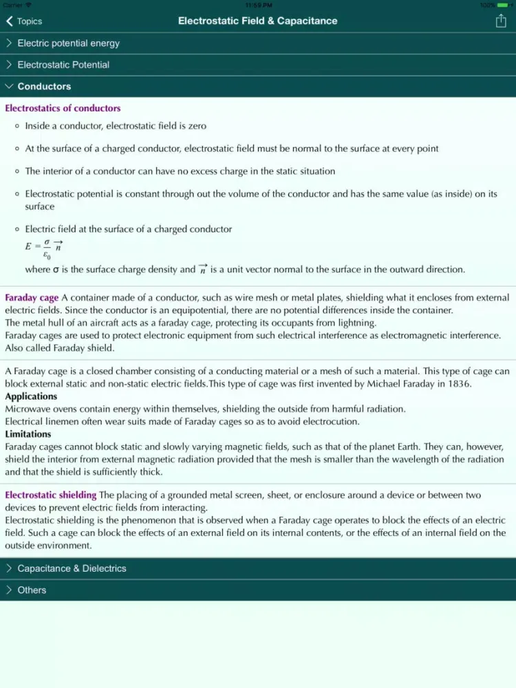 Tangkapan layar Physics Notes 2 iPad 