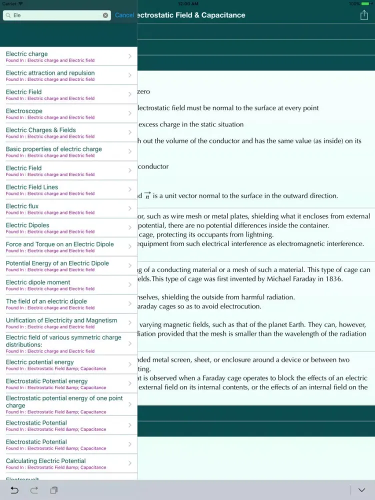 Tangkapan layar Physics Notes 2 iPad 